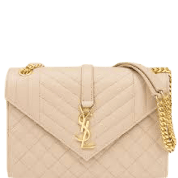 SAINT LAURENT COLLEGE MEDIUM CHAIN BAG IN QUILTED LEATHER BEIGE 24CM