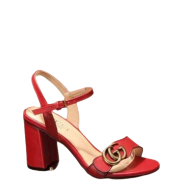 SANDAL GG LEATHER MID HEEL SANDAL RED