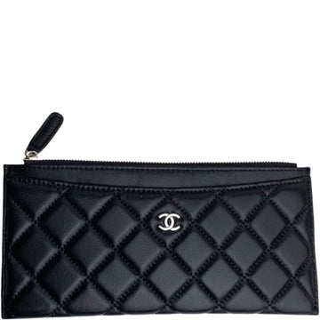 CHL CLASSIC ZIP POUCH LAMBSKIN WALLET BLACK 22CM