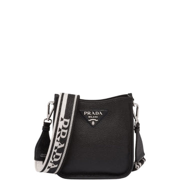 PR LEATHER MINI SHOULDER BAG BLACK 20CM
