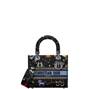 DIR MEDIUM LADY D-LITE BAG BLACK MULTICOLOR DIR PIXEL ZODIAC EMBROIDERY 24CM