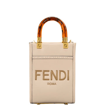 FD MINI SUNSHINE SHOPPER BEIGE LEATHER BAG 18CM