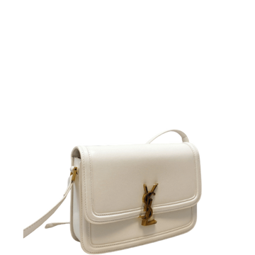 SAINT LAURENT SOLFERINO MEDIUM SATCHEL IN BOX WHITE GOLD 23CM
