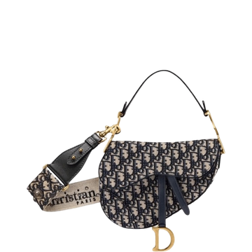 DIR SADDLE BAGGRAY OBLIQUE EMBROIDERY BLACK