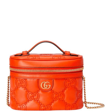 GG MATELASSE TOP HANDLE MINI BAG IN ORANGE LEATHER 723770 UM8IG 7519 HIGH QUALITY