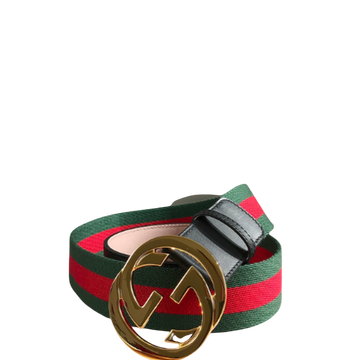 GG'S WEB BELT WITH G BUCKLE GREEN 4CM