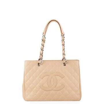 CHL GRAND SHOPPING TOTE BAG BEIGE CAVIAR 34CM