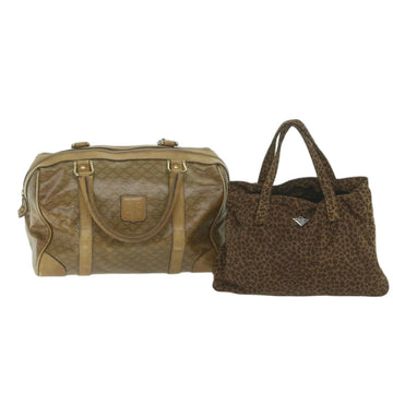 Luxury CELINE BOTTEGA VENETA Macadam Canvas Hand Bag PVC nylon 2Set Brown 10348