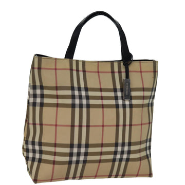 Burberry Nova Check Hand Bag Coated Canvas Beige Auth yk12299