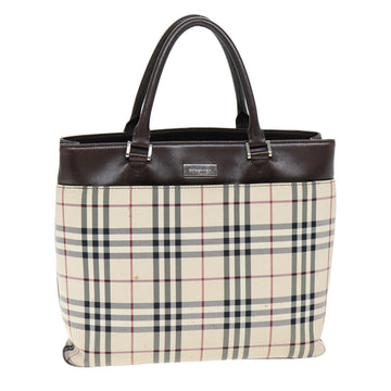 Burberry Nova Check Hand Bag Polyester Beige Auth yk12722