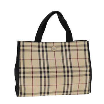 Burberry Nova Check Hand Bag Canvas Beige Auth yk13542