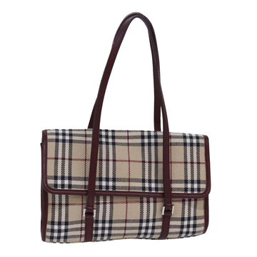 Burberry Nova Check Hand Bag Canvas Beige Auth yk13611