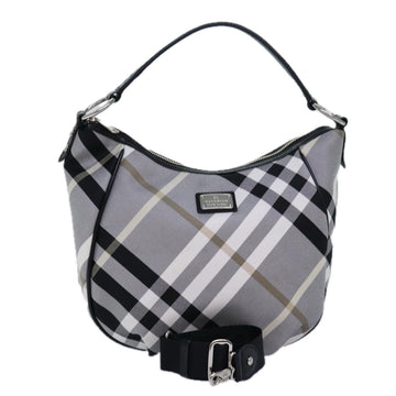 Burberry Nova Check Blue Label Hand Bag Canvas 2way Black White Auth yk13730