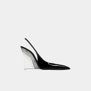 Miller Wedges In Glazed Leather Noir