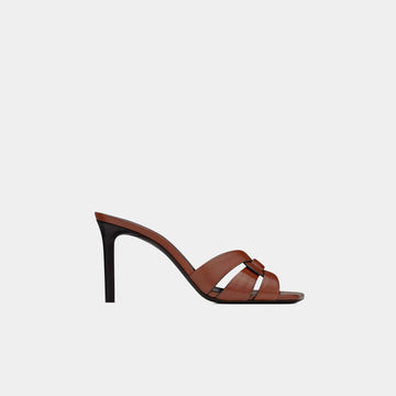Tribute Heeled Mules In Smooth Leather