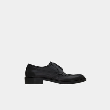 Antoine Derbies in Black Glazed Leather