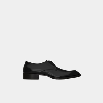 Vadim Derbies in Black Glazed Leather