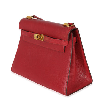 Hermes  Rouge Vif Courchevel Mini Sellier Shoulder Kelly 20 GHW